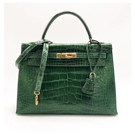 hermes green crocodile kelly.